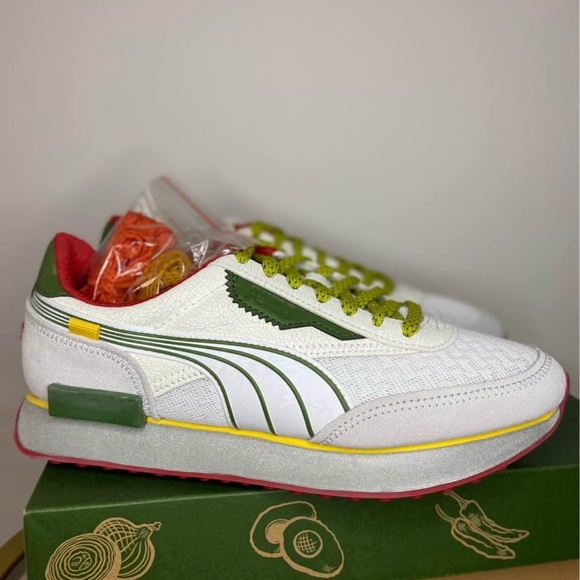 Puma Green and White Sneakers with Red Highlights - Picture 2 of 2